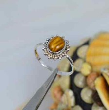 Natural Tiger Eye Gemstone Ring-925 Sterling Silver Handmade Ring Gift For Her