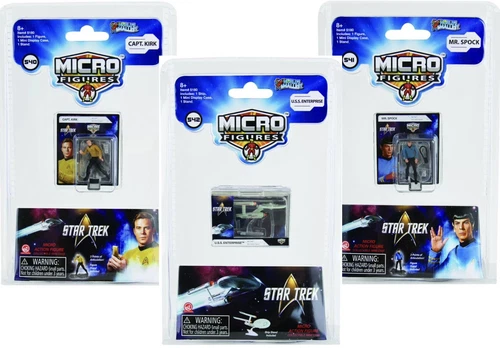 3x Worlds Smallest STAR TREK Captain Kirk, Spock, U.S.S. Enterprise Starship