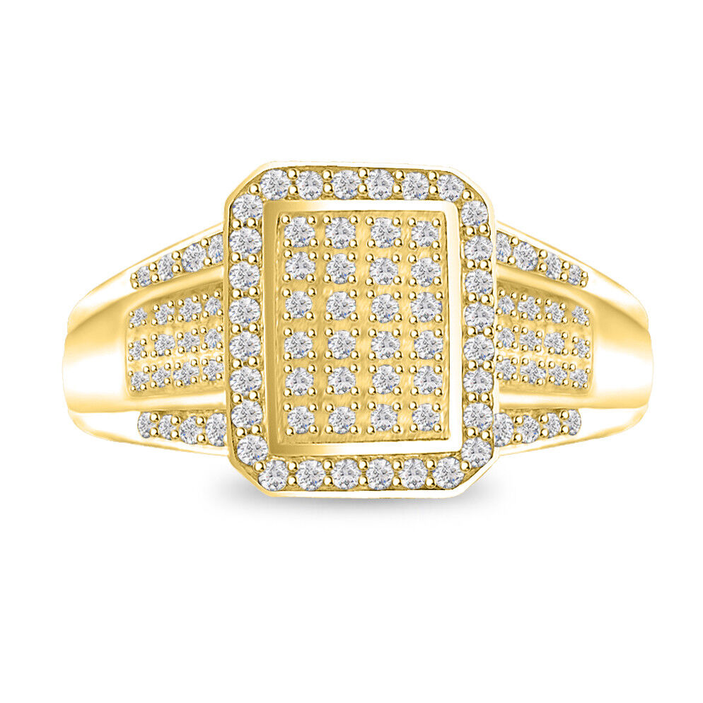 14k Yellow Gold Over Round Pave Set Diamond Wedding Engagement Ring sz 5 6 7 8 9 WYPRZEDAŻ, nowość
