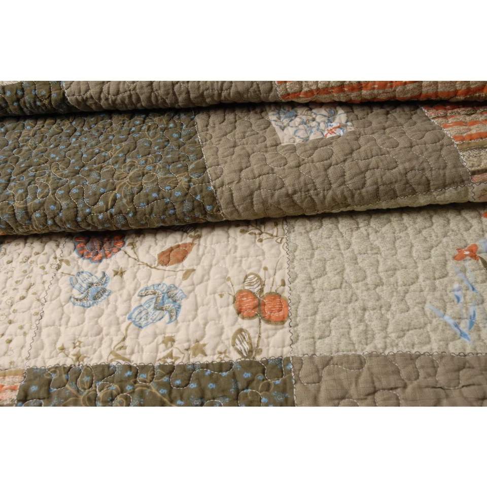 УЮТНЫЙ ПЭЧВОРК БРЕВЕНЧАТАЯ ХИЖИНА ФОЛЬКЛОРНЫЙ ДОМИК КОРИЧНЕВЫЙ КРАСНЫЙ КЛЕТЧАТЫЙ ВЕСТЕРН КАНТРИ НАБОР ОДЕЯЛ - Изображение 3 из 3