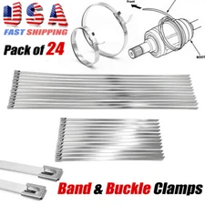 Steel Band & Buckle Clamps Kit CV Joint Half Shaft Boot Set of 24 ATV Automotive