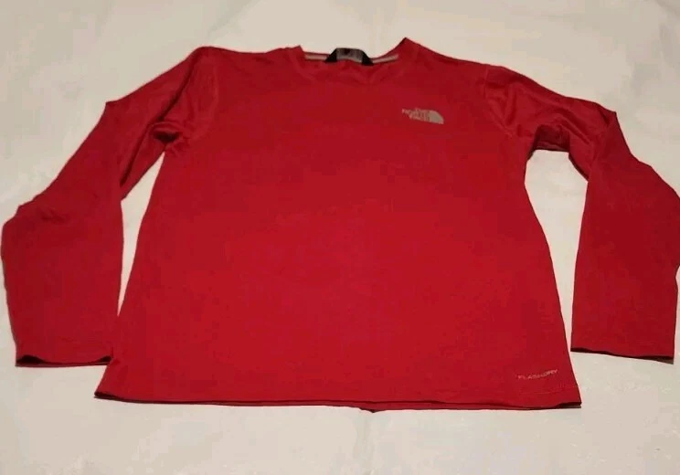 North Face Men's Small Red Flashdry Long Sleeve Compression Shirt With Logo