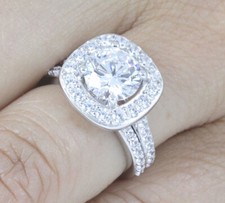 2.75Ct 925 Sterling Round Wedding Band CZ Engagement Rings Set Size 2.5-15 S9437