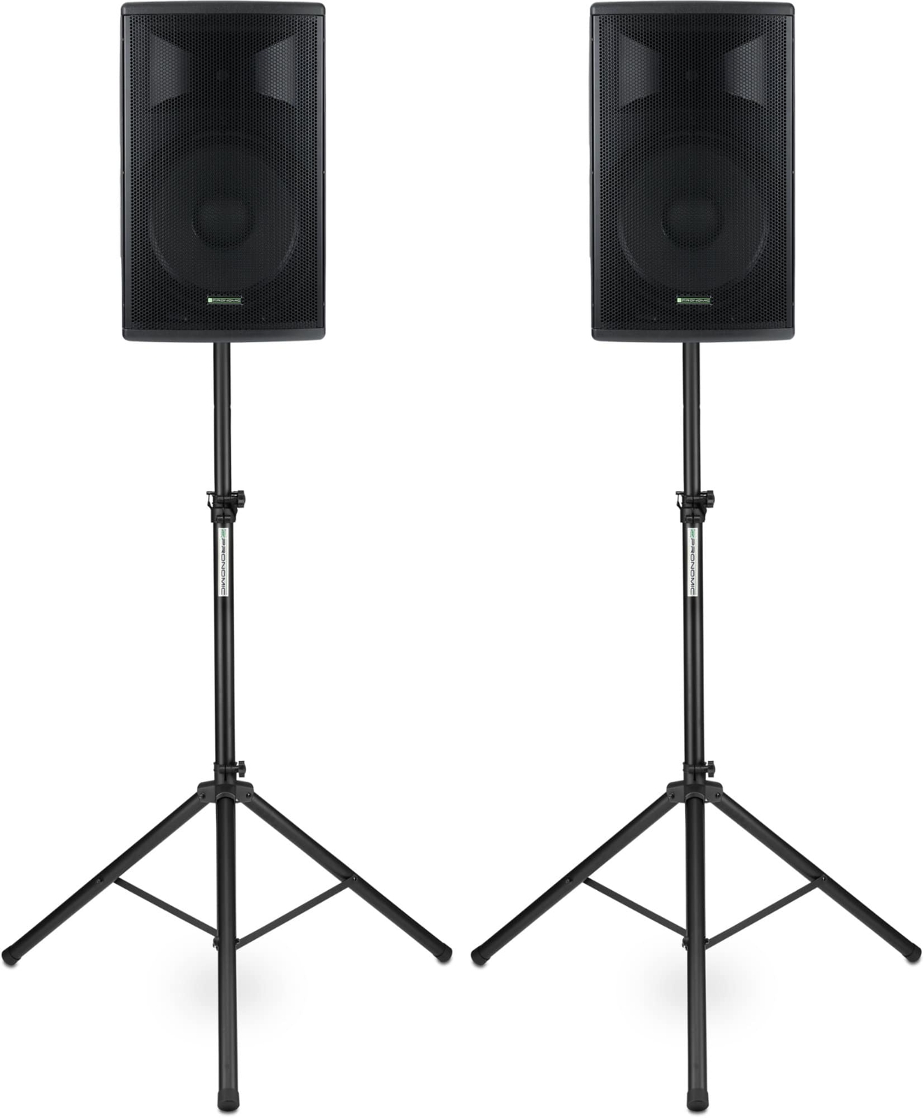 Thumbnail - 2 Aktive Pa-lautsprecher Samt Stativen Mit 15" Woofer, Bluetooth Und