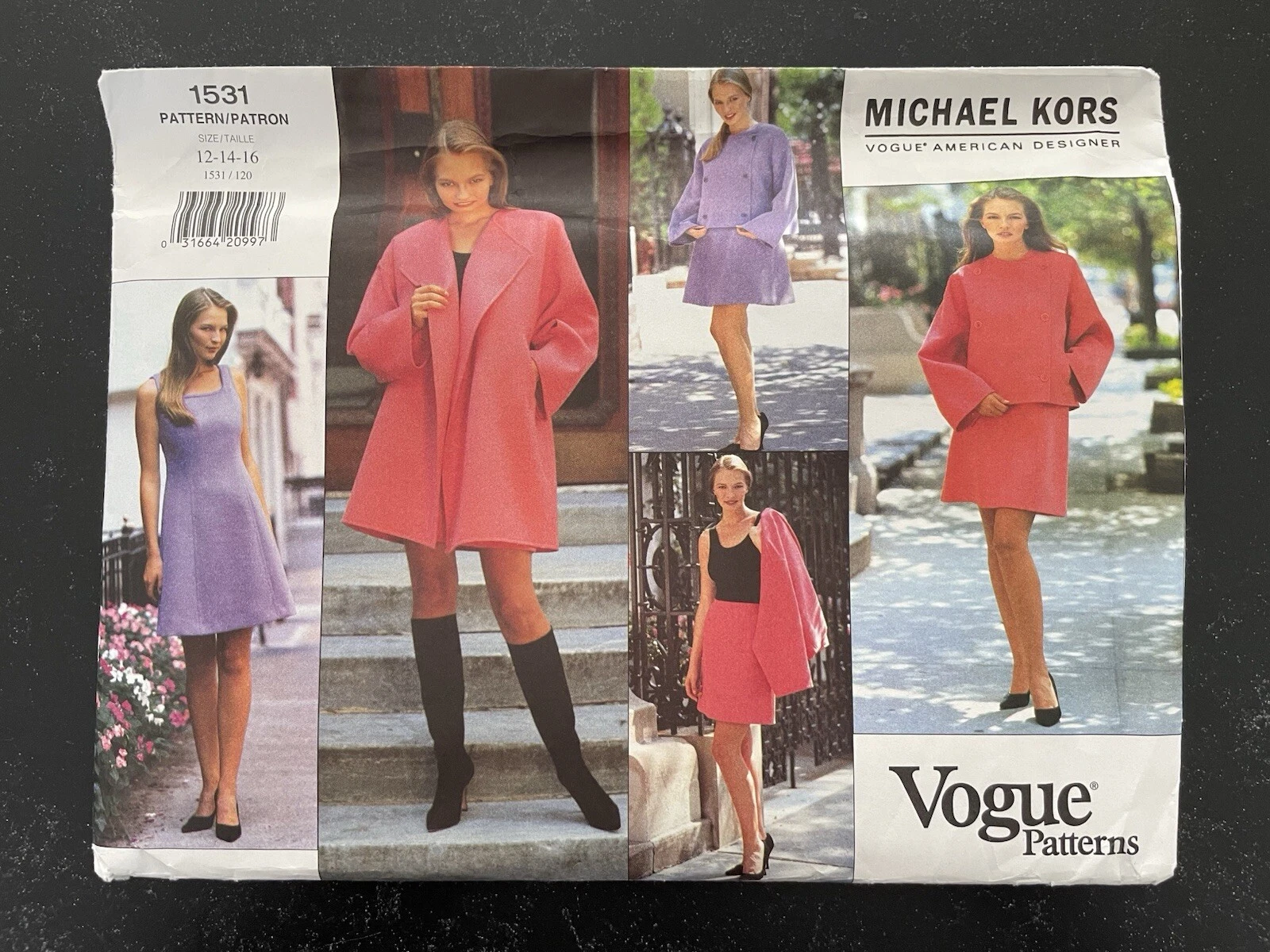 VOGUE 1531 MICHAEL KORS ANNI 90 TAGLIE 12 16 GIACCA CAPPOTTO ABITO GONNA UC FF