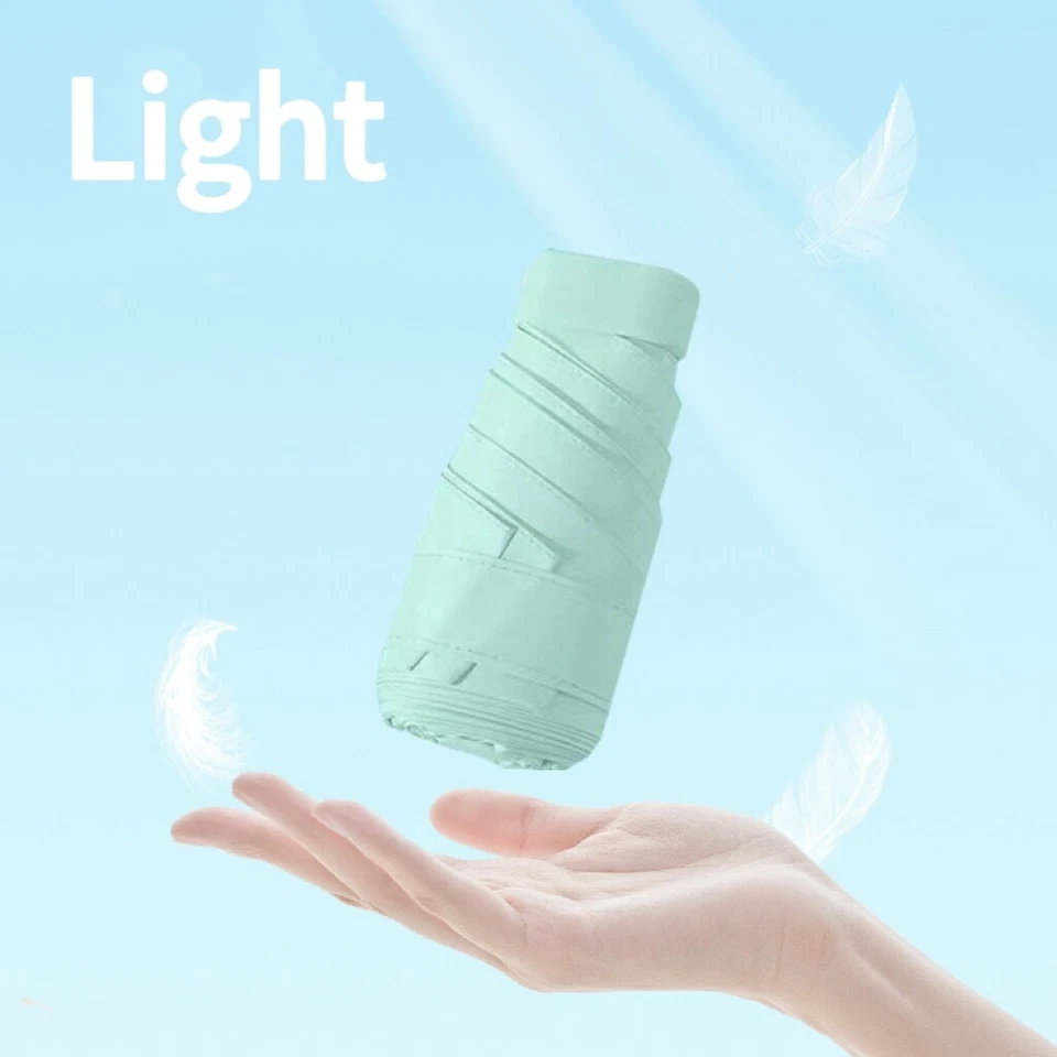 Paraguas de lluvia portátil de bolsillo compacto mini paraguas 6 pliegues parasol EE. UU. Foto 2 de 4