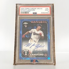 WYATT LANGFORD 2024 Topps Chrome Sapphire Autograph Blue /199 COLOR MATCH PSA 9!