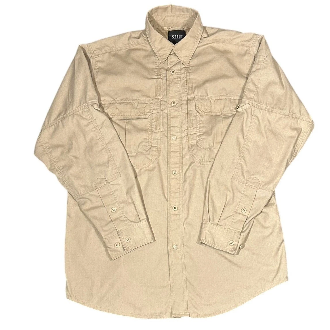 5.11 Tactical Shirt Mens Med Khaki Tan Long Sleeve Ripstop Gorpcore Outdoor Hike