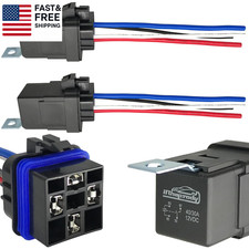 4-Pin 40/30AMP 12V DC Waterproof Relay with Heavy Duty Wires, SPST Pack of 2