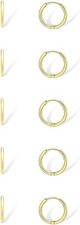 Dainty Small Gold Hoop Earrings for Women Set: 5 Pairs Lightweight 14K Gold Mini