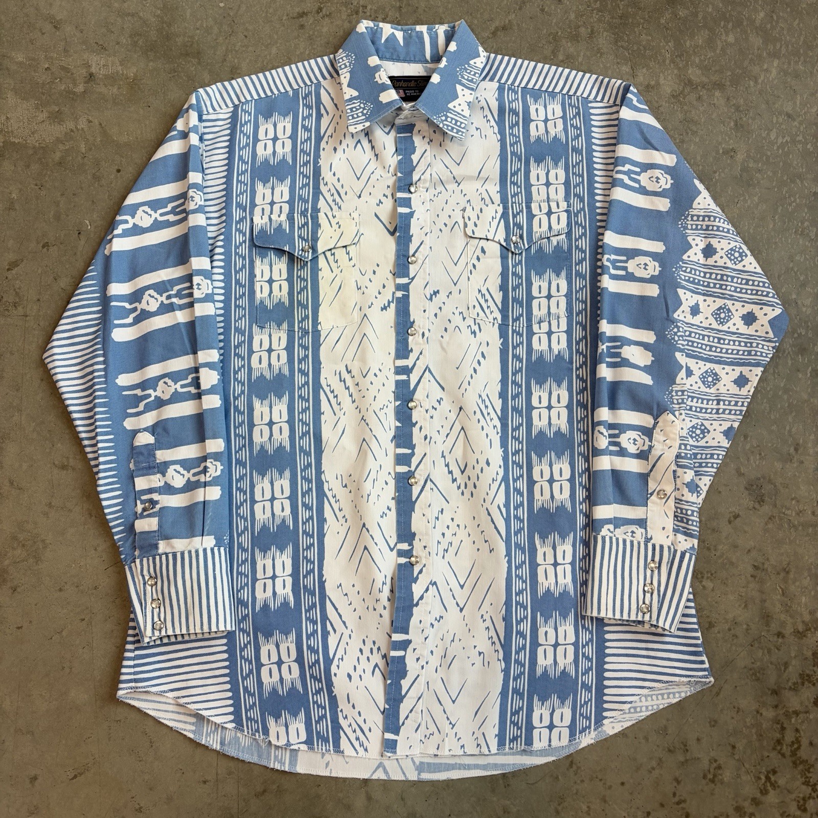 Vintage Panhandle Slim Western Shirt Pearl Snap Aztec Southwestern Cowboy 17x35