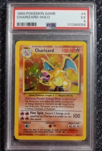 1999 Base Set Unlimited Charizard Trading Card 4/102 PSA 5