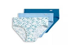 New Jockey Women's size 8 Bikini Underwear Supersoft Comfy 3 Pack Blue Floral