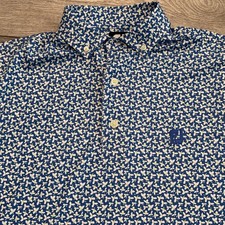 FootJoy Golf Polo Mens XL Blue Floral Print Pattern Shirt FJ Japan Preppy Casual