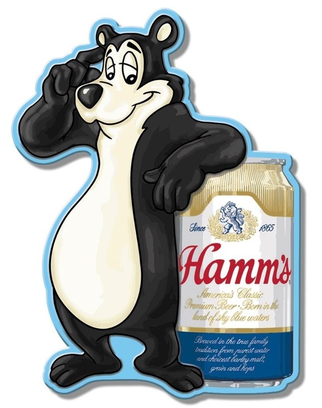 Hamm's Beer Bear Die Cut Aluminum Bar Sign 10.5" Made In USA