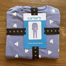 Carter  s Purple White Cotton Footie Pajama Size 3T Brand New
