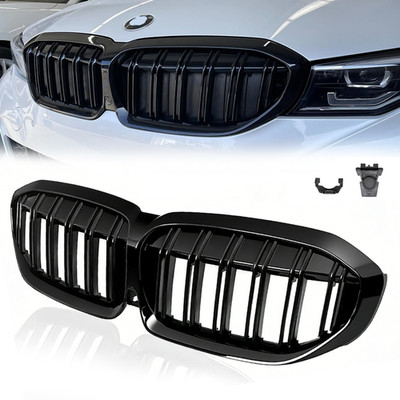 For BMW G20 G21 3-Series 330i 2019 -2022 Front Bumper Kidney Grill Gloss Black