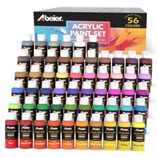 Acrylic Paint Set, 56 Colors 2oz/60ml , Matte Finish, Waterproof, Rich Pigme...