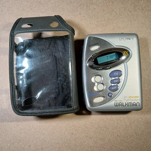 Vintage Sony Walkman & Case WM-FX467 TV AM FM Works Cassette For Parts Or Repair