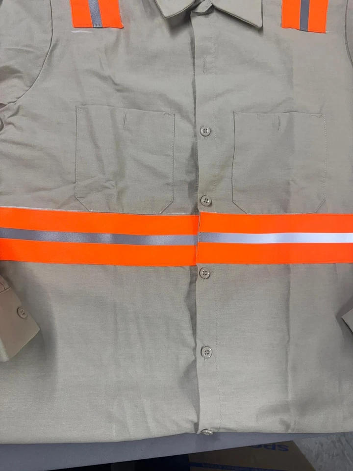 Red Kap 男式工业长袖增强能见度工作衬衫,浅棕褐色 — 第 4/4 张图片