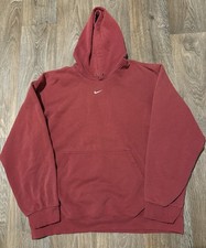 Vintage Nike Hoodie Center Swoosh Large Red VTG Y2K Travis Scott Hip Hop