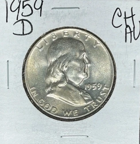 1959-D FRANKLIN SILVER HALF DOLLAR ~ CH AU~ NICE COIN~