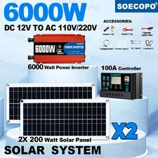 Ultimate 6000W Solar Power Bundle: Inverter DC 12V - AC 110V/220V 2pcs Solar
