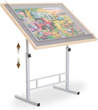 Adjustable Puzzle Table with Legs, 34 X 26In Adjustable Height Puzzle Tables for