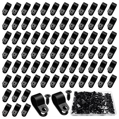 80 STCK. 1/2 Zoll R-Typ Kabelclip Drahtklemme Nylon Schraube Befestigung Schnur Befestigung