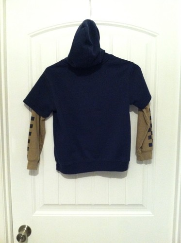 Kids Pullover Hoodie Sonic Hedgehog Size Medium 8/10 Navy Blue w/Tan Sleeves - Picture 4 of 4