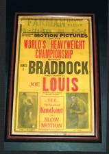 EXTREMELY RARE 1937 CHAMPIONSHIP JAMES BRADDOCK vs JOE LOUIS boxing poster boxer