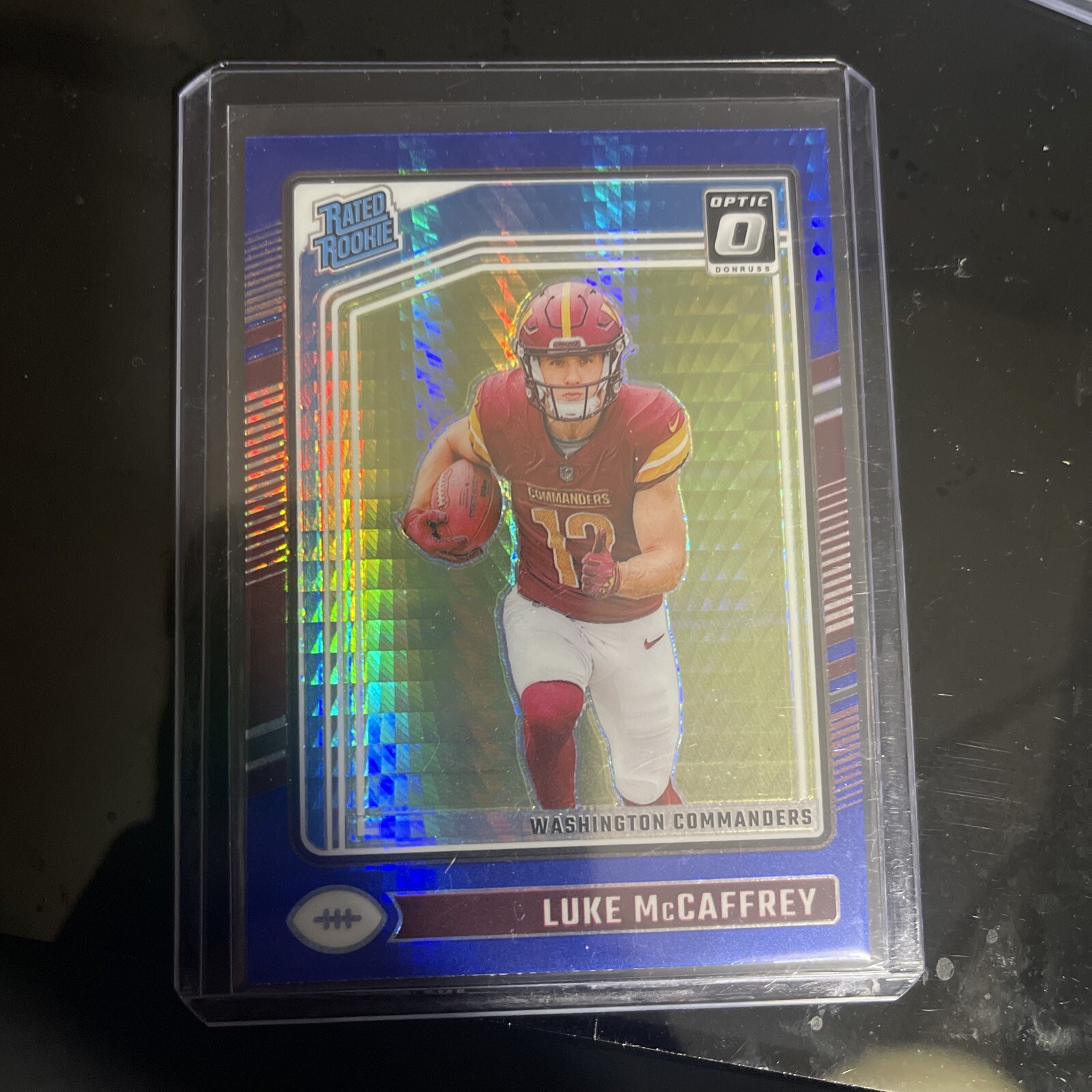 2024 Panini Donruss Optic Luke Mccaffrey Rookie Blue Hyper #268 Commanders
