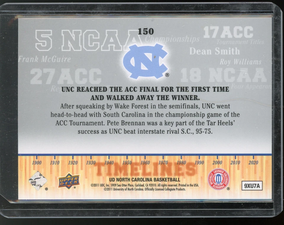 2010-11 Upper Deck North Carolina Parallel #150 Pete Brennan Timelines /50 - Image 2 of 2