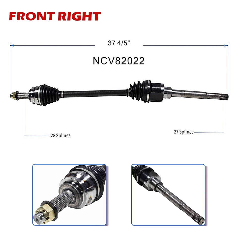 4WD Front Pair CV Axle for 2007-2014 2015 2016 2017 Jeep Patriot 2.4L Auto CVT - Image 3 of 4