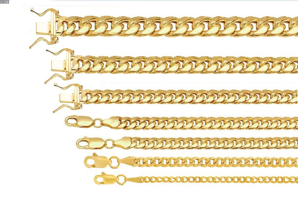 10k Yellow Gold Miami Cuban Link Chain Bracelet 2mm-9.5mm
