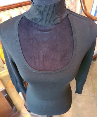 Cache SEXY Black Turtleneck w/Key Hole Neck~Long Sleeved Pull Over Sweater~Sz XS