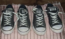 1 Pr CONVERSE ALL STAR Sneakers,Size:Men-8;Women-10, Black Canvas w/white soles