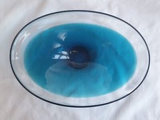 Mid century modern turquoise art glass bowl, circa 1950s, Scandinavian