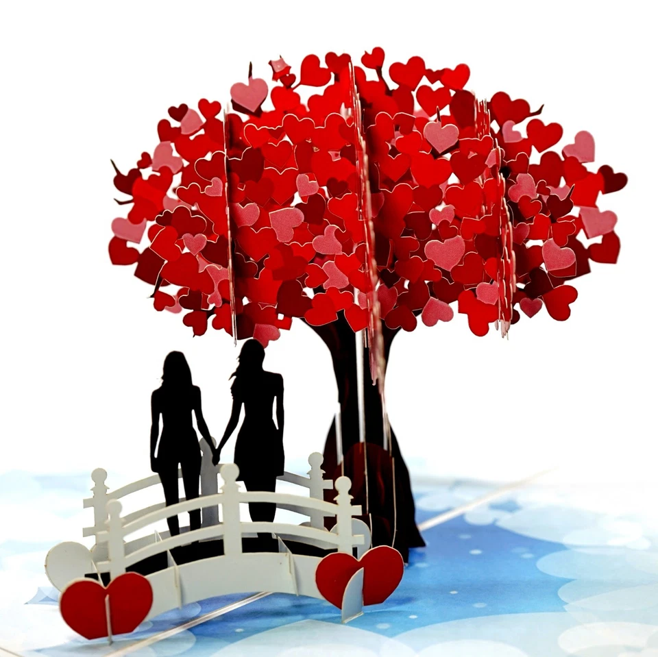 Tarjeta de felicitación 3D para lesbianas - Tarjeta de felicitación emergente para boda, aniversario, amor Foto 2 de 4