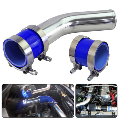 60mm 2.36'' 45 Grad Aluminium Turbo Rohr Rohrleitungen Silikonschlauch Klammern 