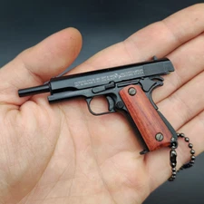 1911 Keychain, Gun Keychain with Wood Handle 1:3 Scale Pistol Keychain for Man