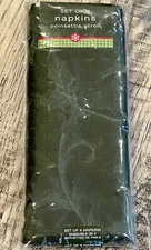 New in package, set of 4, Christmas Green, Poinsettia Scroll napkins