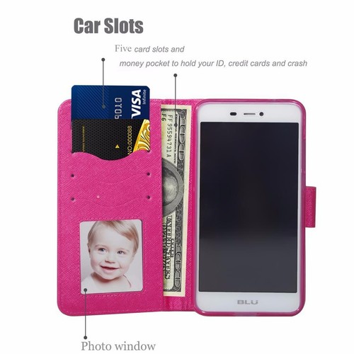 For BLU Neo XL (N110L) Leather Wallet Stand Flip Slot Case + Screen Protector - Picture 2 of 17