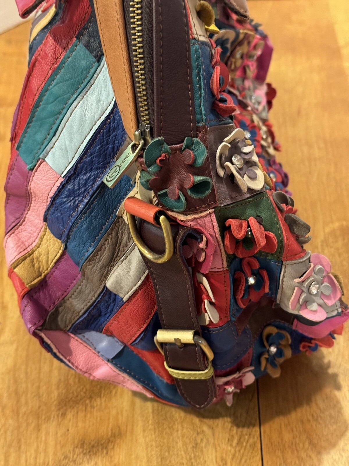 Ameri Leather Weaved Flower  XL Handbag/Purse 191… - image 4