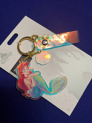 Disney Parks Ariel Little Mermaid Keychain With Wrist Strap New