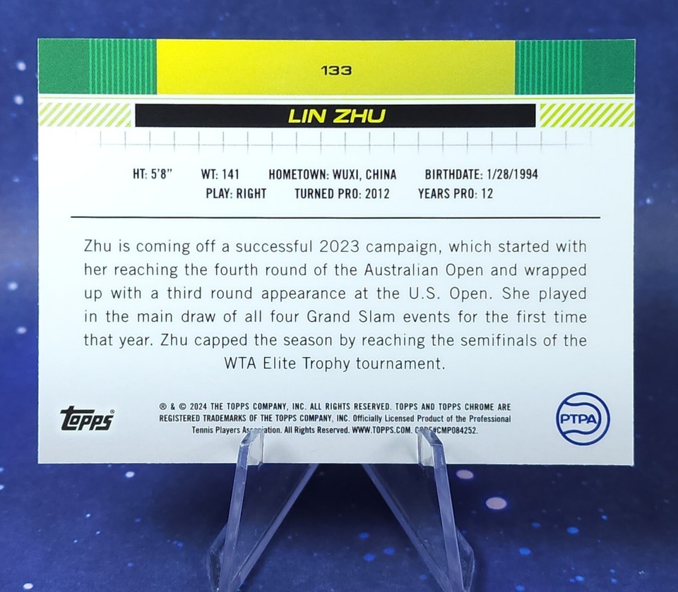 Lin Zhu SP 2024 Topps Chrome Tennis Sepia Refractor Exclusive eBay