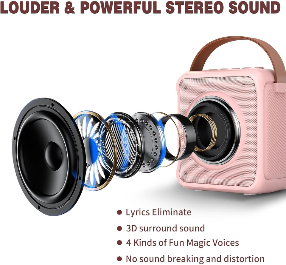 Karaoke Toys for Kids & Adults with 2 Microphones, Portable Karaoke