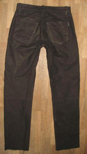 - RICANO - Herren LEDERJEANS / Nubuk- Lederhose in schwarz-braun W31 / L33