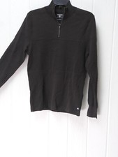 Dockers Dark Brown Sweater Mock Neck Men's Size Small Quarter Zip Knit Polo