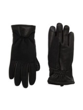 NWT Men's UGG Genuine Leather Wool Trim Touchscreen Gloves Black